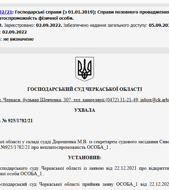 Судове рішення №925/1782/21