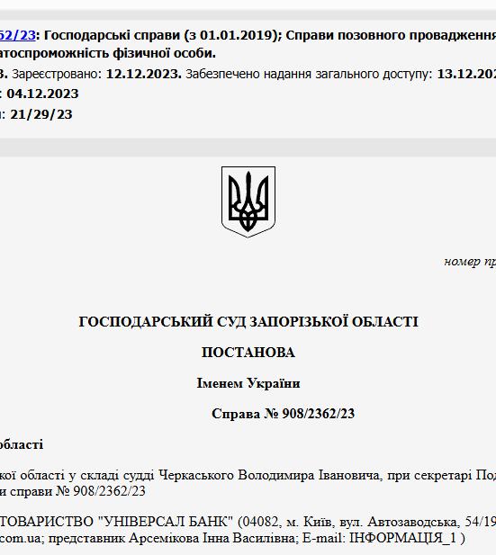 Судове рішення №908/2362/23