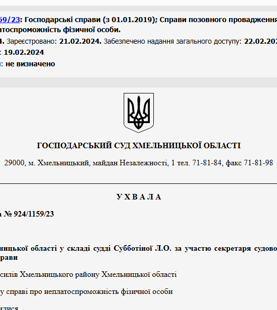 Судове рішення №924/1159/23