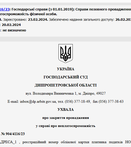 Судове рішення №904/4116/23