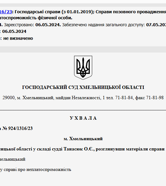 Судове рішення №924/1316/23