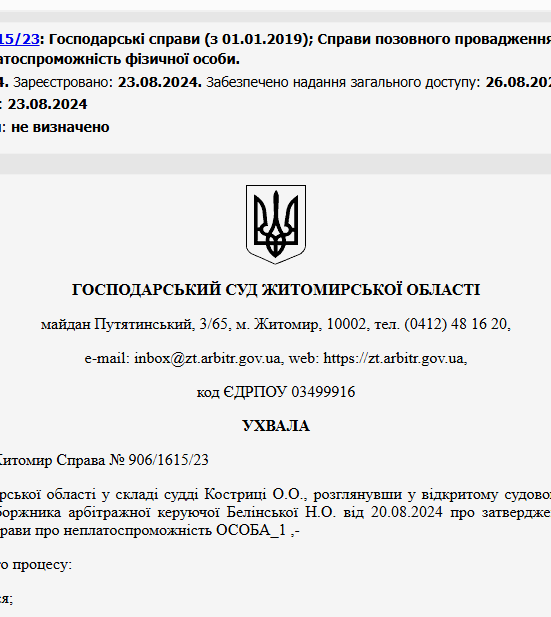 Судове рішення №906/1615/23