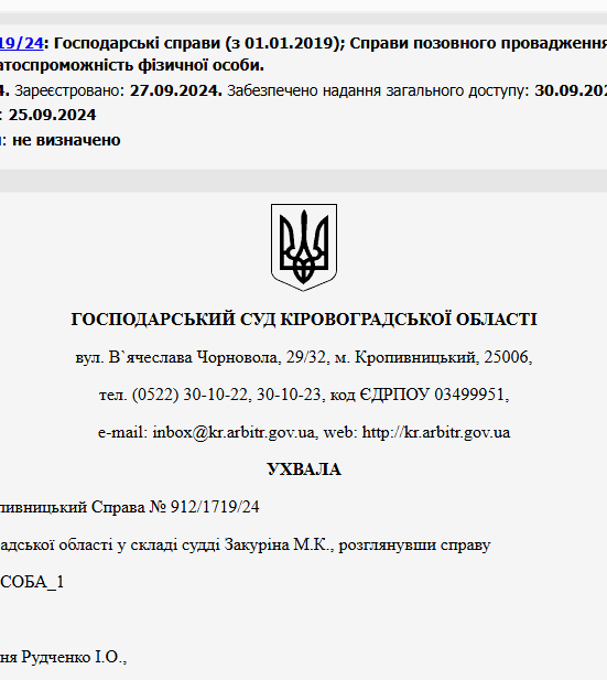 Судове рішення №912/1719/24