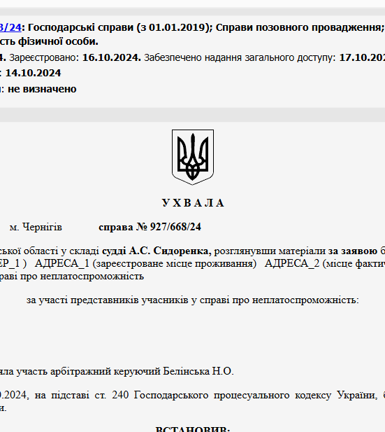 Судове рішення №927/668/24