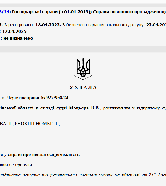 Судове рішення №927/958/24