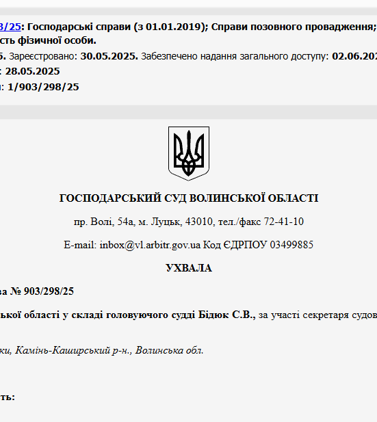 Судове рішення №903/298/25