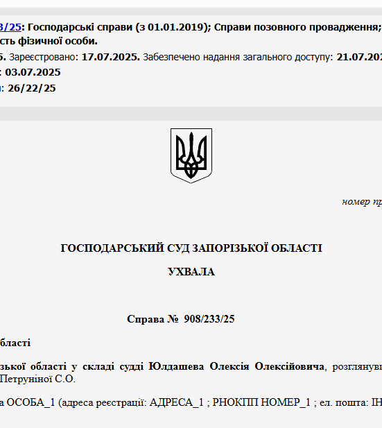 Судове рішення №908/233/25