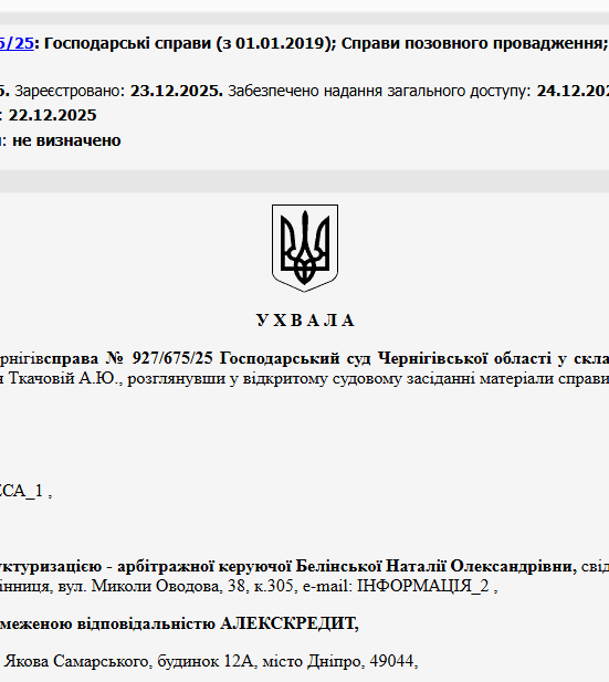 Судове рішення №927/675/25