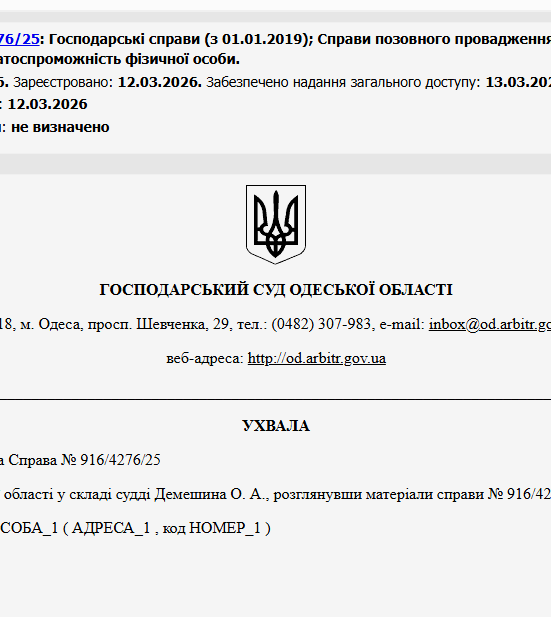 Судове рішення №916/4276/25