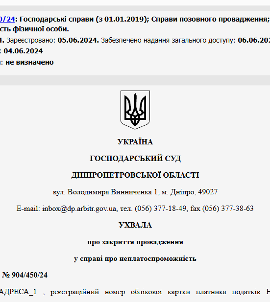 Судове рішення №904/450/24