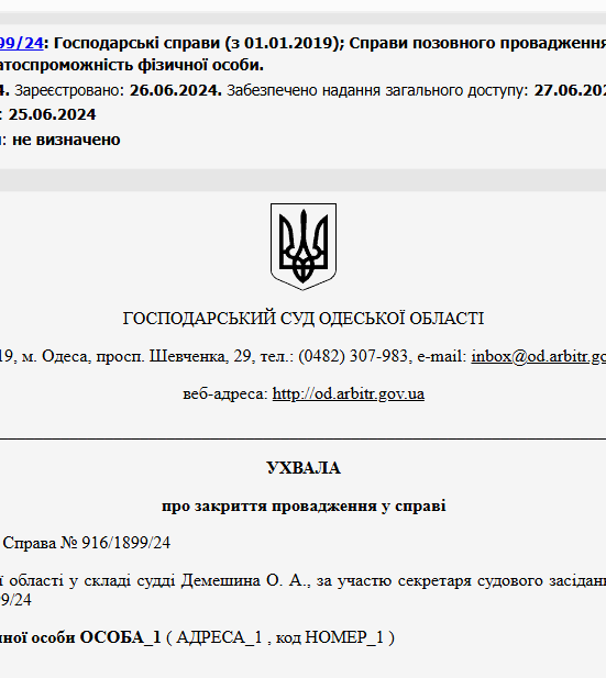 Судове рішення №916/1899/24