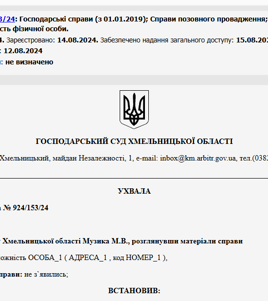 Судове рішення №924/153/24