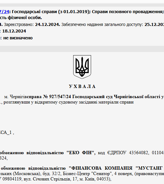 Судове рішення №927/547/24