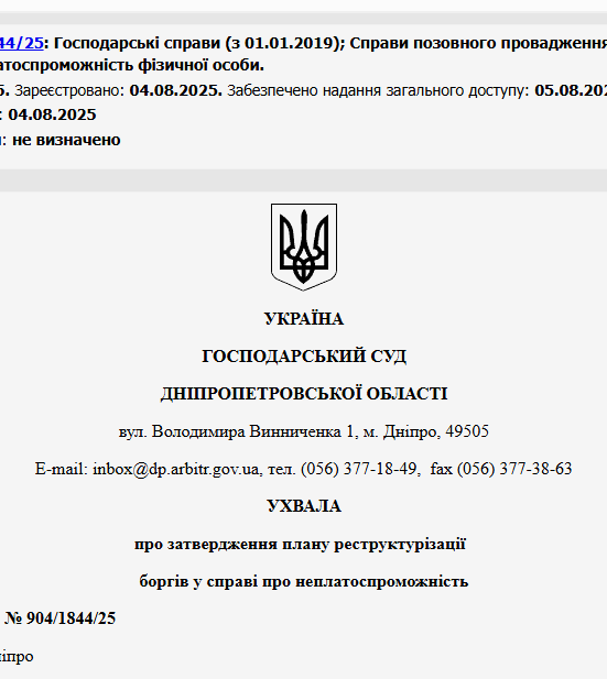 Судове рішення №904/1844/25