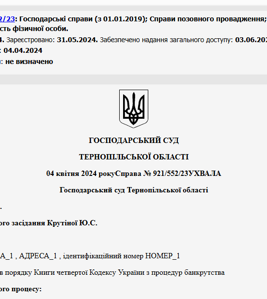 Судове рішення №921/552/23