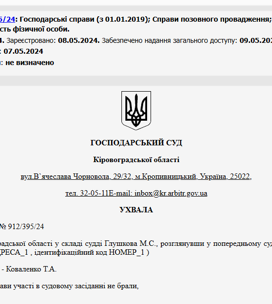 Судове рішення №912/395/24